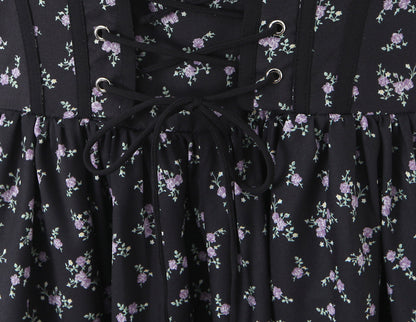 Sexy Sleeveless Floral Dress With Collarless Neckline In Polyester, Knee-Length Style