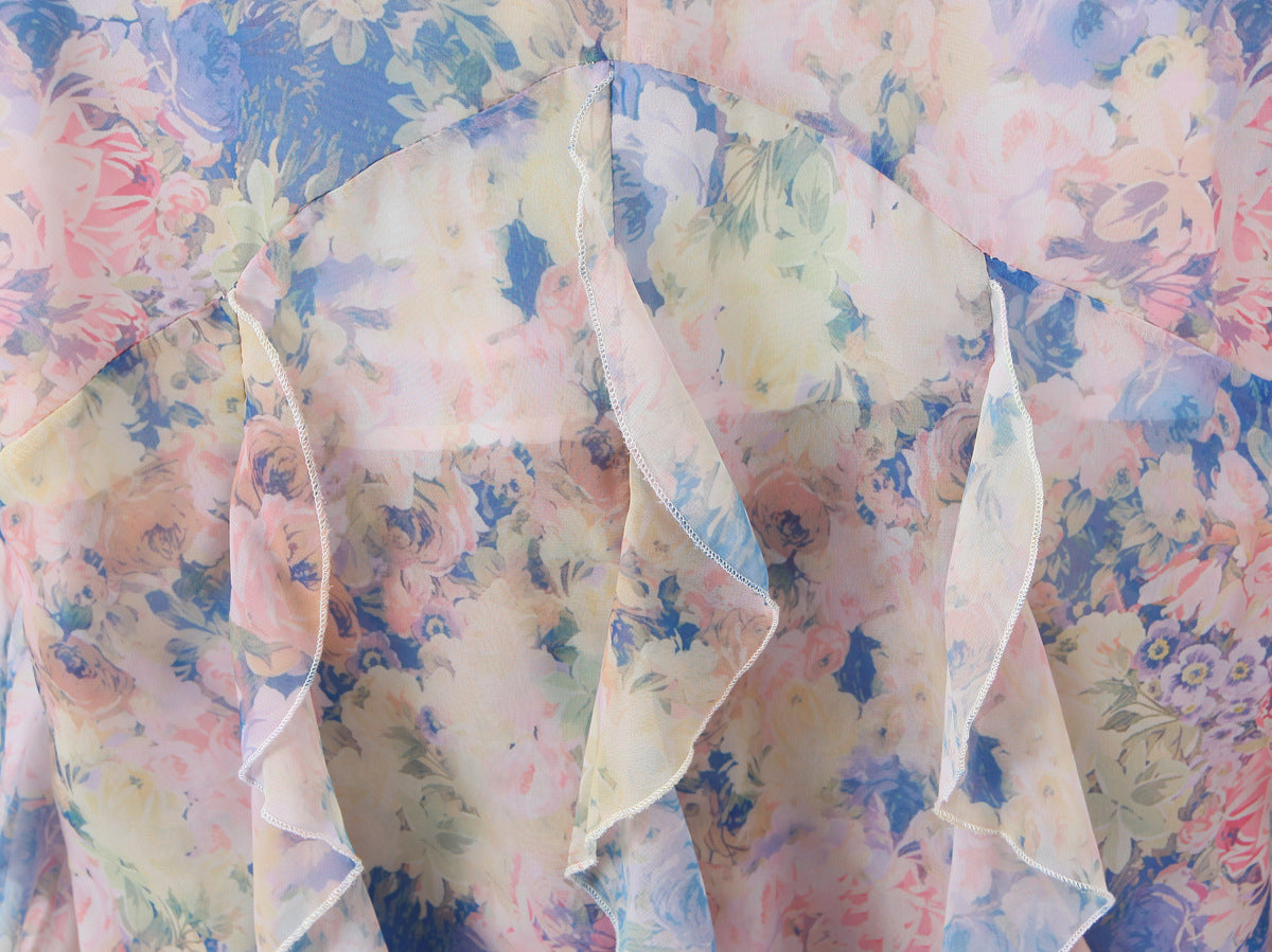 Sleeveless Chiffon Dress With Plunging Neck In Slim Fit, Polyester Fabric, Midi Dress Length