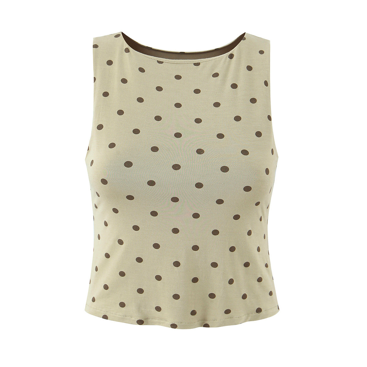Polka Dots Skirt Co-ord Set In Polyester Featuring Folds With Round Neck Sleeveless Slim Short Design