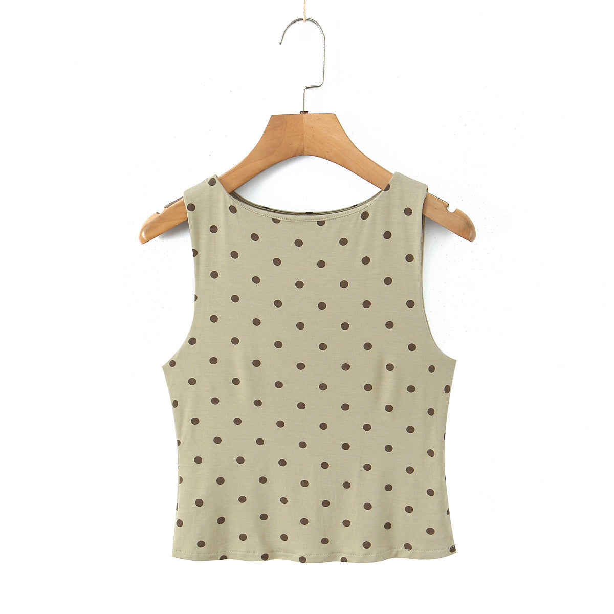 Polka Dots Skirt Co-ord Set In Polyester Featuring Folds With Round Neck Sleeveless Slim Short Design