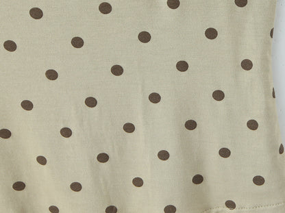 Polka Dots Skirt Co-ord Set In Polyester Featuring Folds With Round Neck Sleeveless Slim Short Design