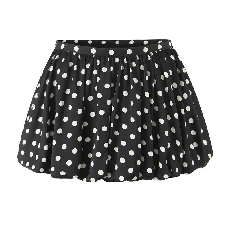 Polka Dots Skirt In Polyester With Regular Fit And Low Waist Design