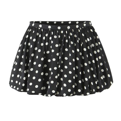Polka Dots Skirt In Polyester With Regular Fit And Low Waist Design