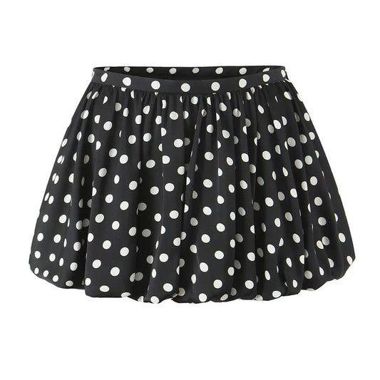 Polka Dots Skirt In Polyester With Regular Fit And Low Waist Design