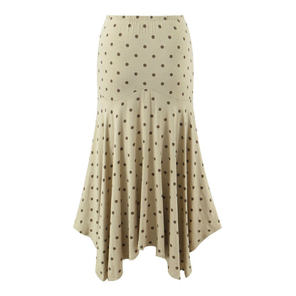 Polka Dots Skirt Co-ord Set In Polyester Featuring Folds With Round Neck Sleeveless Slim Short Design