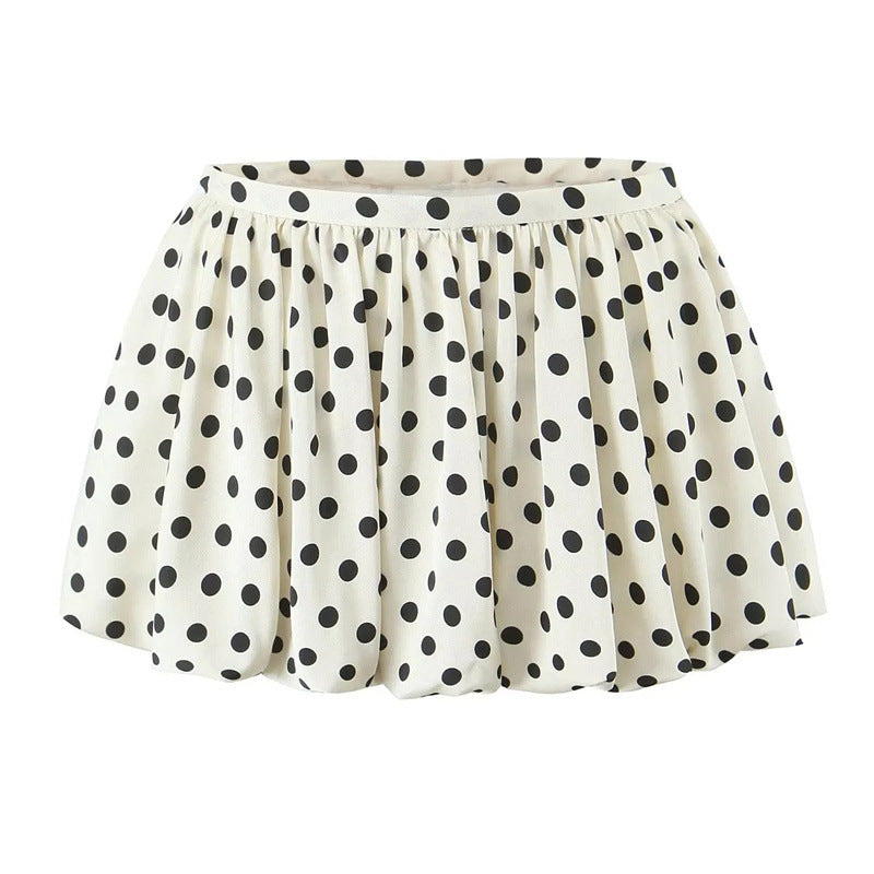 Polka Dots Skirt In Polyester With Regular Fit And Low Waist Design