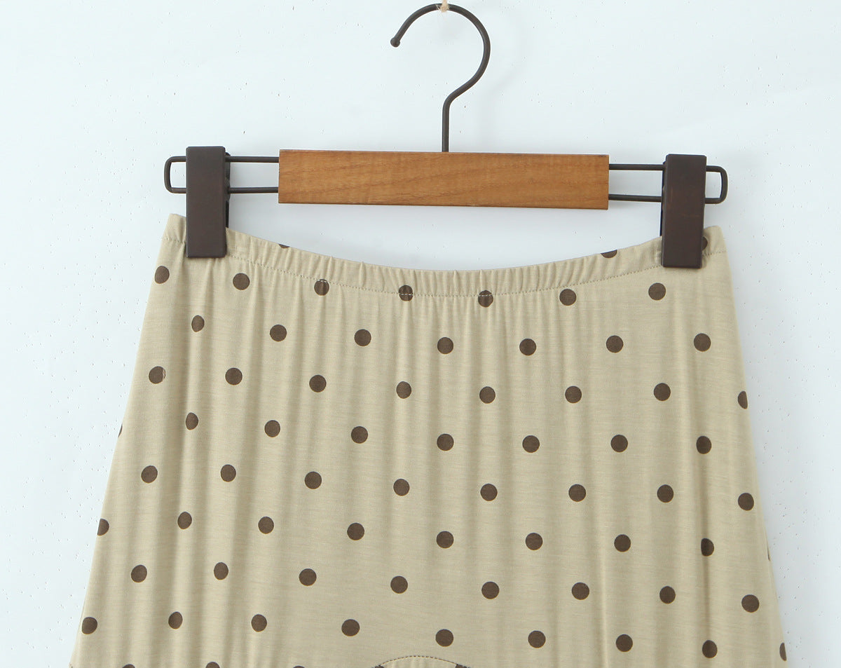 Polka Dots Skirt Co-ord Set In Polyester Featuring Folds With Round Neck Sleeveless Slim Short Design