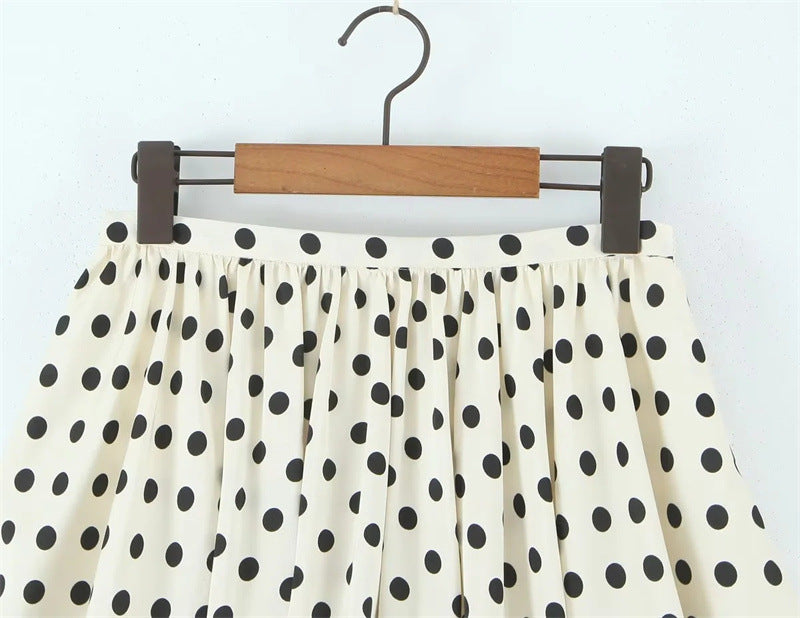 Polka Dots Skirt In Polyester With Regular Fit And Low Waist Design