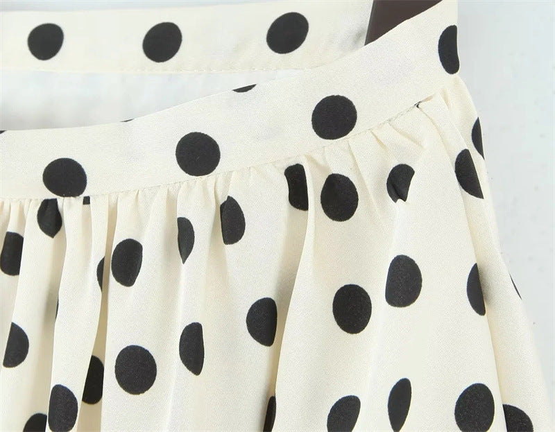 Polka Dots Skirt In Polyester With Regular Fit And Low Waist Design