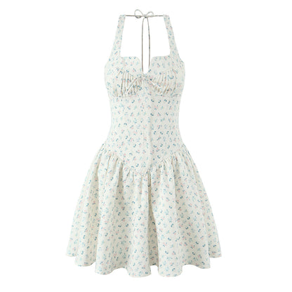 Sexy Sleeveless Floral Midi Dress With Collarless Neckline In Polyester Fabric