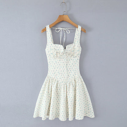 Sexy Sleeveless Floral Midi Dress With Collarless Neckline In Polyester Fabric