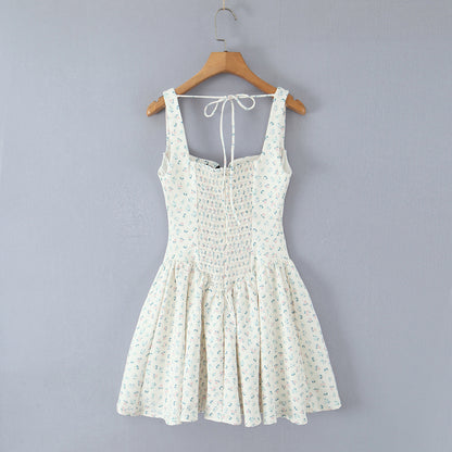Sexy Sleeveless Floral Midi Dress With Collarless Neckline In Polyester Fabric