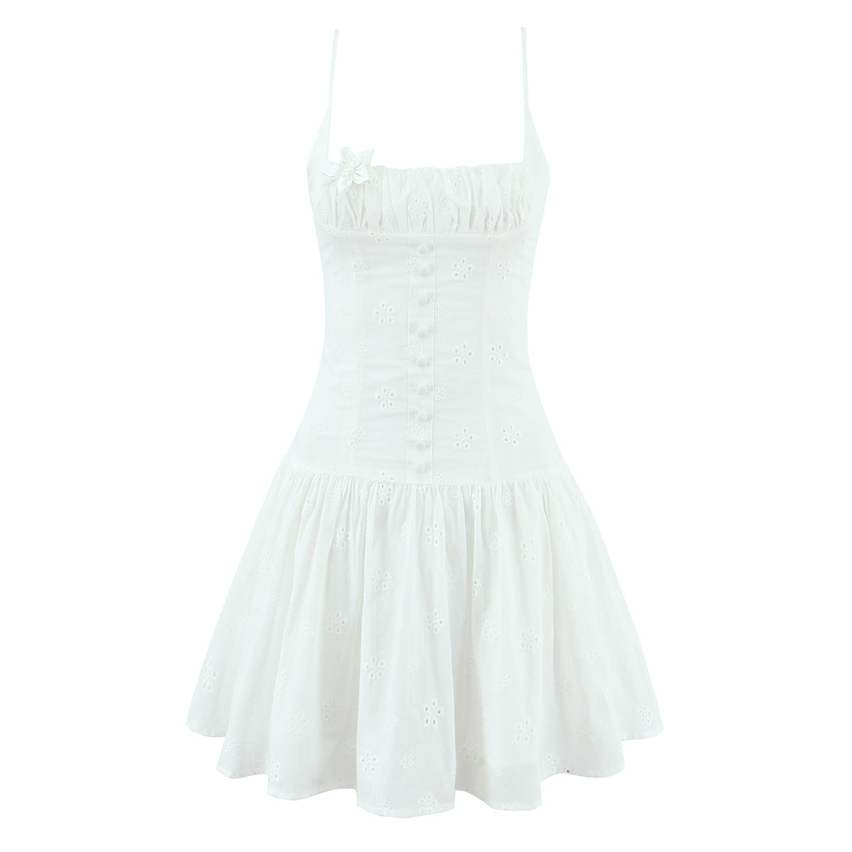 Sexy Sleeveless Embroidery Regular Dress In Polyester With Collarless Neckline, Knee-Length Style