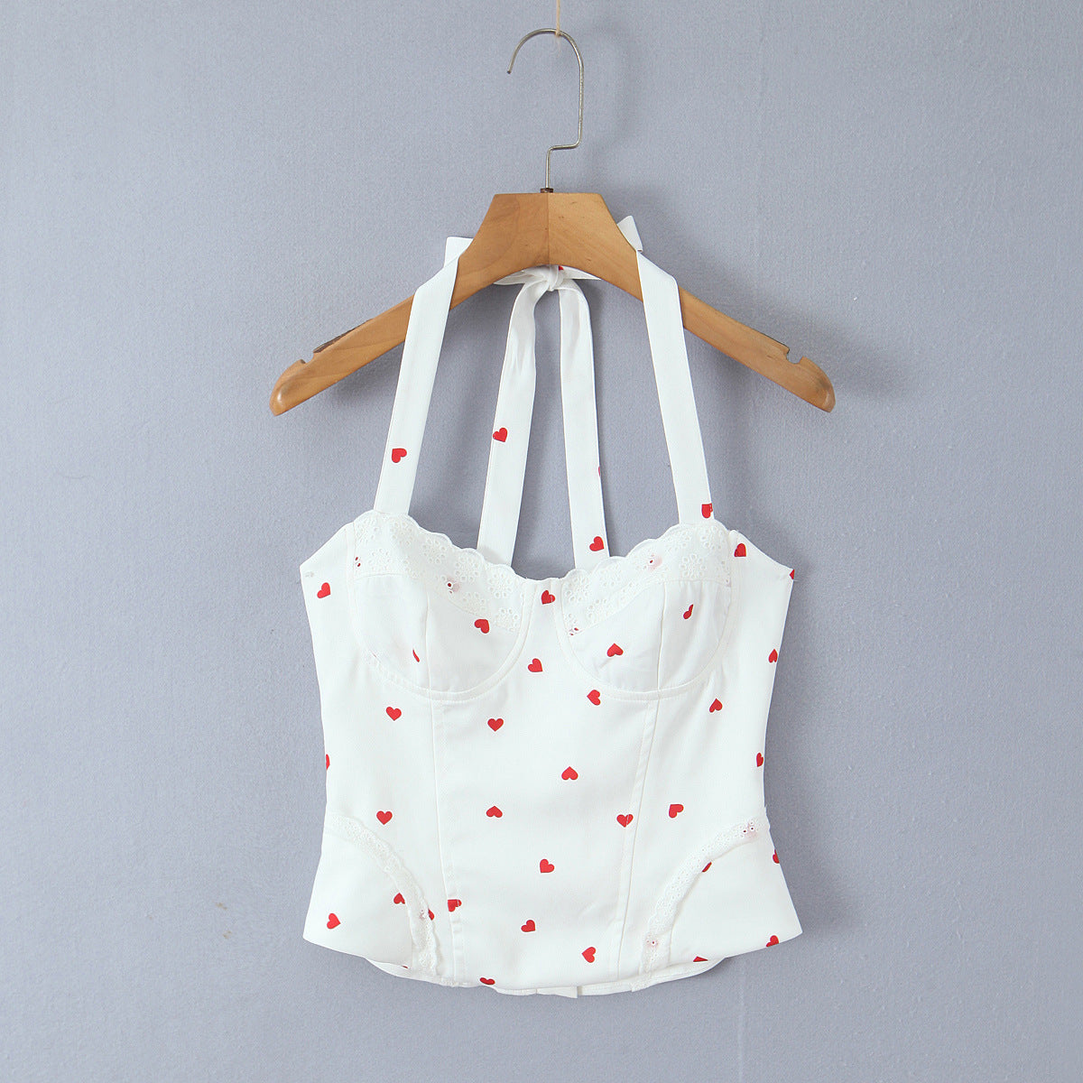 Sexy Plaid Polyester Bandeau Top With Halter Strap Design For Trendy Summer Style