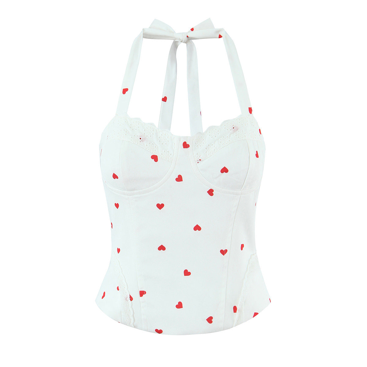 Sexy Plaid Polyester Bandeau Top With Halter Strap Design For Trendy Summer Style