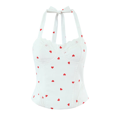 Sexy Plaid Polyester Bandeau Top With Halter Strap Design For Trendy Summer Style