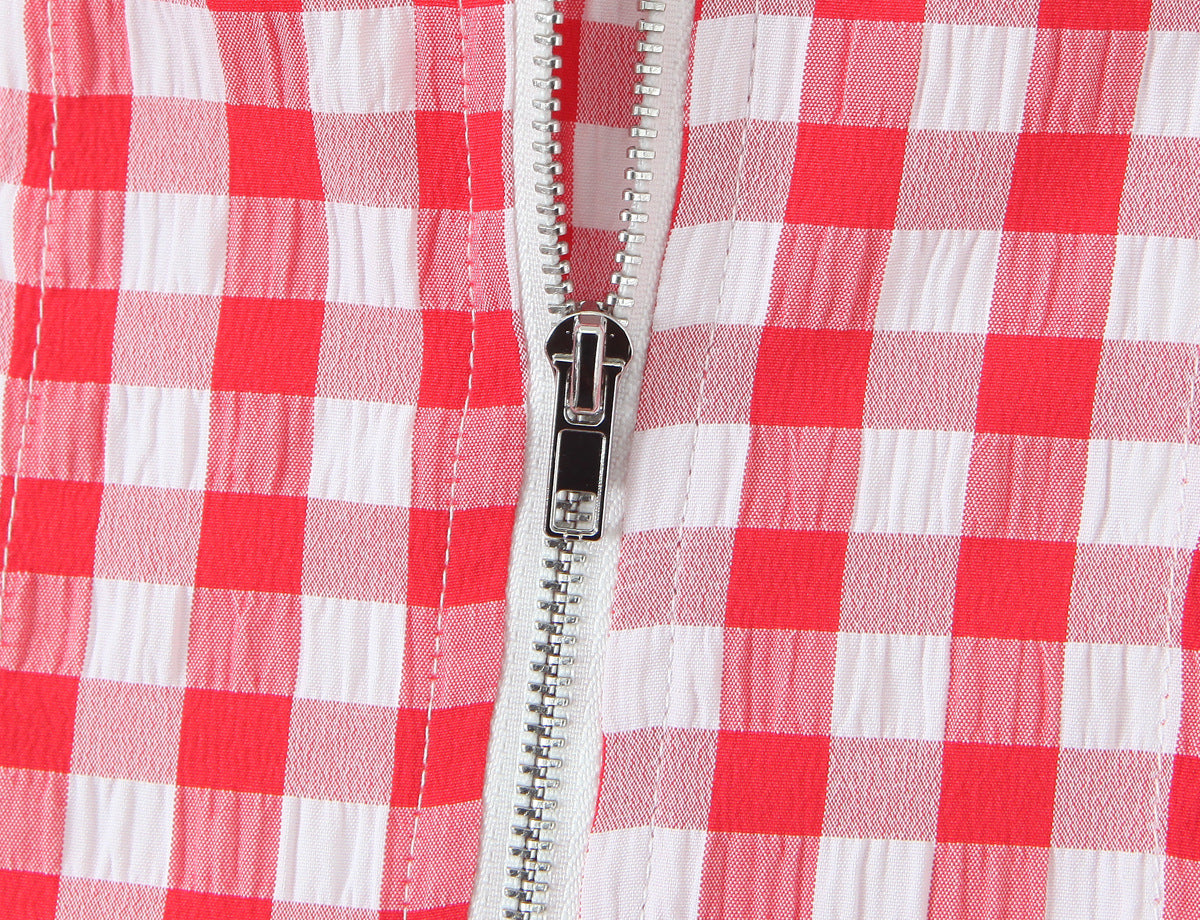 Sexy Plaid Polyester Bandeau Top With Halter Strap Design For Trendy Summer Style