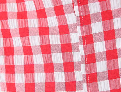 Sexy Plaid Polyester Bandeau Top With Halter Strap Design For Trendy Summer Style