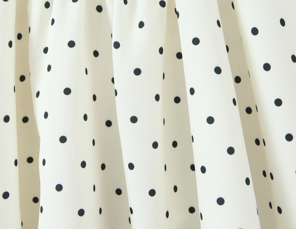 Polka Dot Dress Sleeveless Collarless Knee-Length Dress In Polyester Fabric