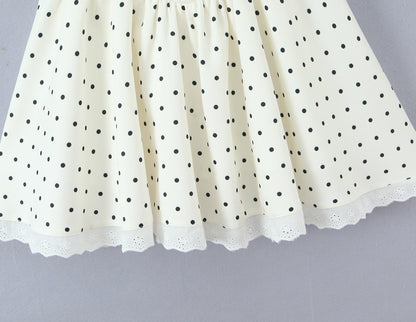 Polka Dot Dress Sleeveless Collarless Knee-Length Dress In Polyester Fabric