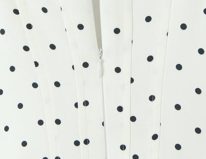 Polka Dot Dress Sleeveless Collarless Knee-Length Dress In Polyester Fabric