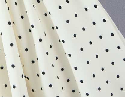 Polka Dot Dress Sleeveless Collarless Knee-Length Dress In Polyester Fabric