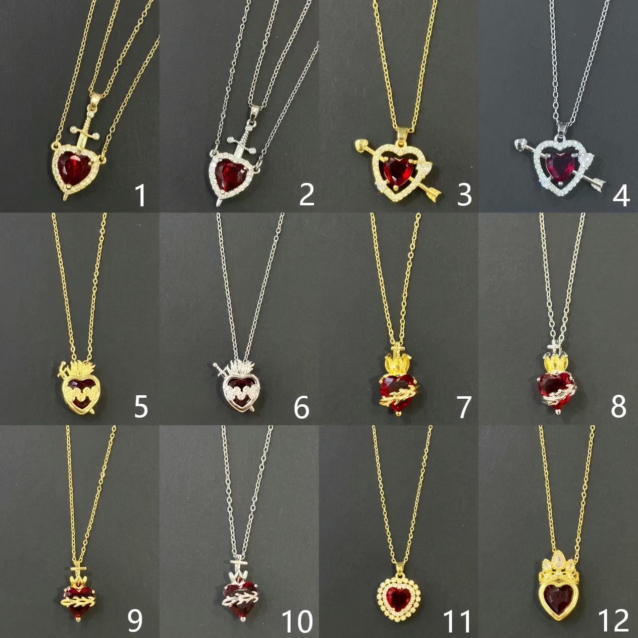 Heart Shape Necklace For Women In Golden Plated Copper With Artificial Crystal Inlay And Cable Chain