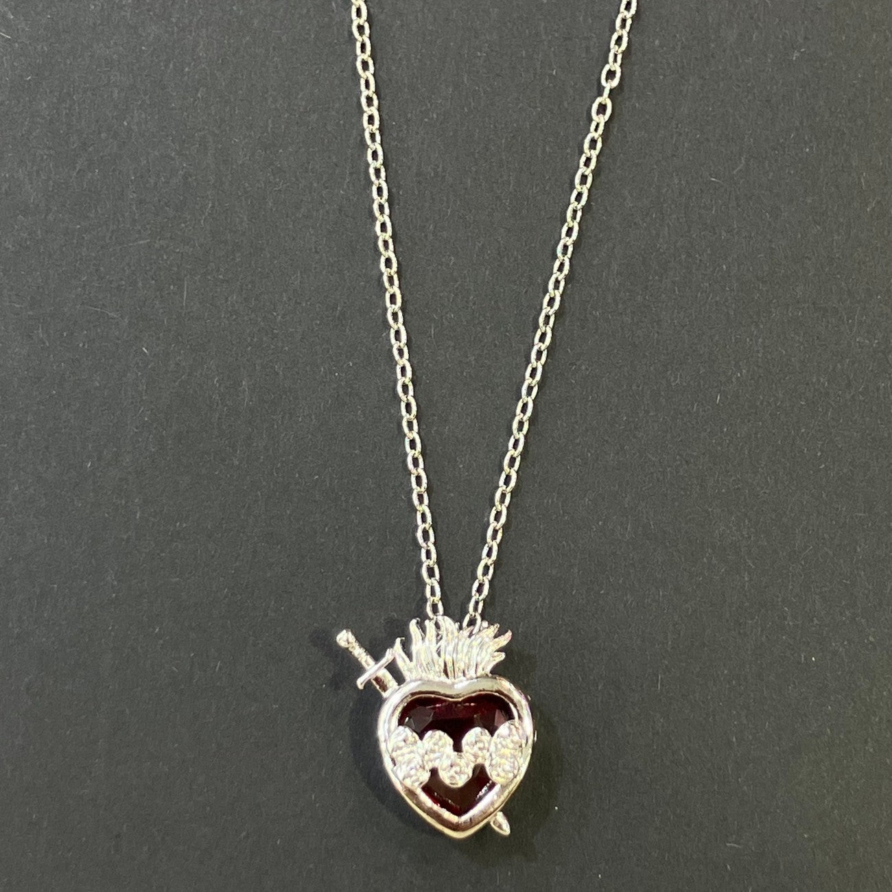 Heart Shape Necklace For Women In Golden Plated Copper With Artificial Crystal Inlay And Cable Chain