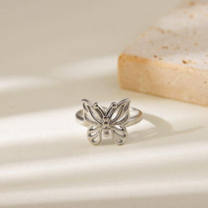Butterfly Ring For Women Made Of Durable Titanium Steel, Available In Elegant Golden Color