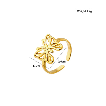 Butterfly Ring For Women Made Of Durable Titanium Steel, Available In Elegant Golden Color