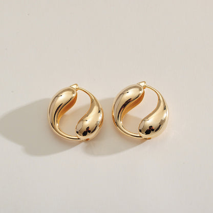 Water Droplets Earrings For Women Made Of Copper With Rhinestone Inlay In Elegant Golden Color