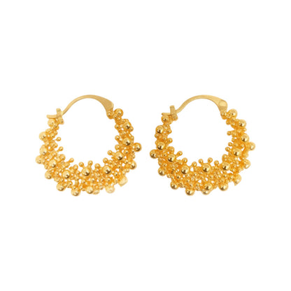 Round Copper Earrings For Women With 18K Real Gold Plated Finish In Elegant Golden Tone