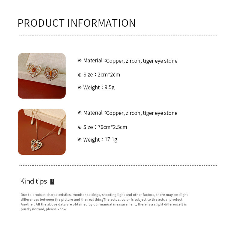 Maillard Style Heart Shape Jewelry Set For Women, Crafted In Copper With Elegant Coffer Finish