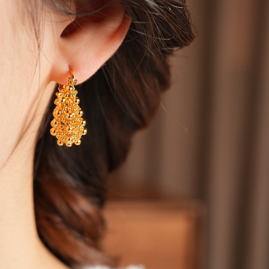Round Copper Earrings For Women With 18K Real Gold Plated Finish In Elegant Golden Tone