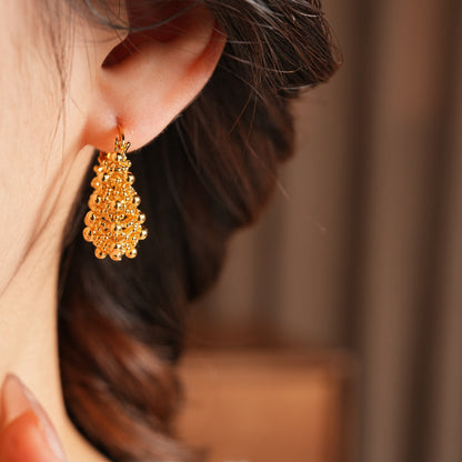 Round Copper Earrings For Women With 18K Real Gold Plated Finish In Elegant Golden Tone