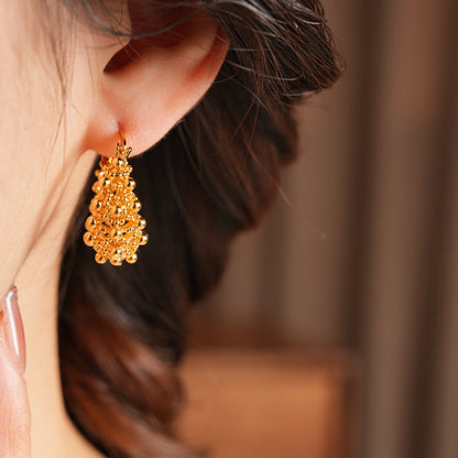 Round Copper Earrings For Women With 18K Real Gold Plated Finish In Elegant Golden Tone