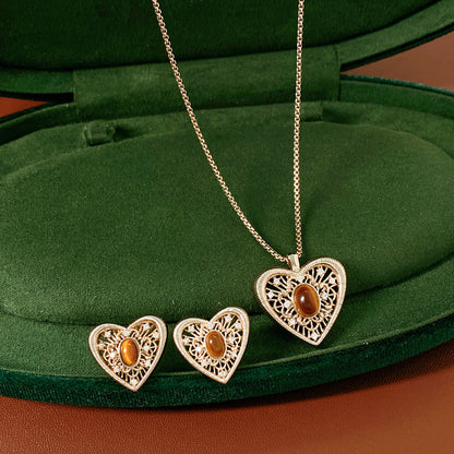 Maillard Style Heart Shape Jewelry Set For Women, Crafted In Copper With Elegant Coffer Finish