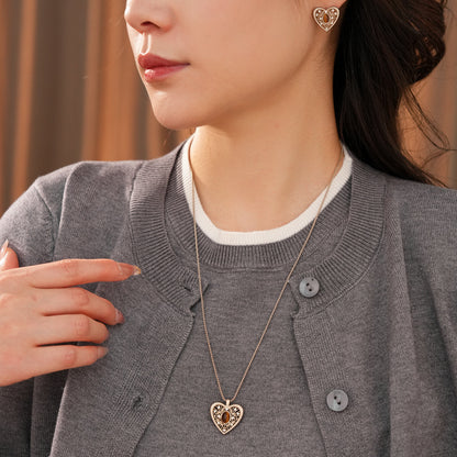 Maillard Style Heart Shape Jewelry Set For Women, Crafted In Copper With Elegant Coffer Finish