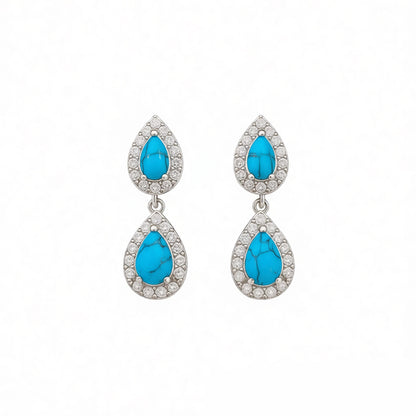 Retro Water Droplets Stud Earrings For Women Featuring Resin And Zircon Inlay