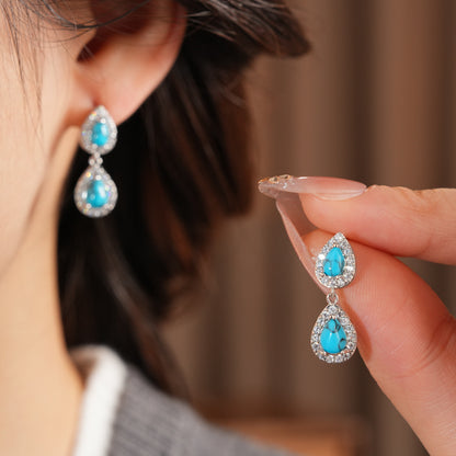 Retro Water Droplets Stud Earrings For Women Featuring Resin And Zircon Inlay