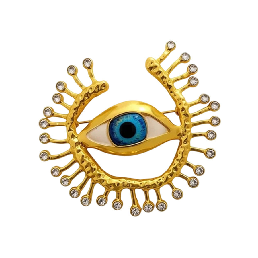 Golden Eye Pin Made Of Resin Featuring Artificial Diamond Inlay