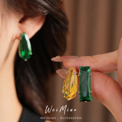 Water Droplets Stud Earrings For Women In Silver Copper With Zircon Inlay