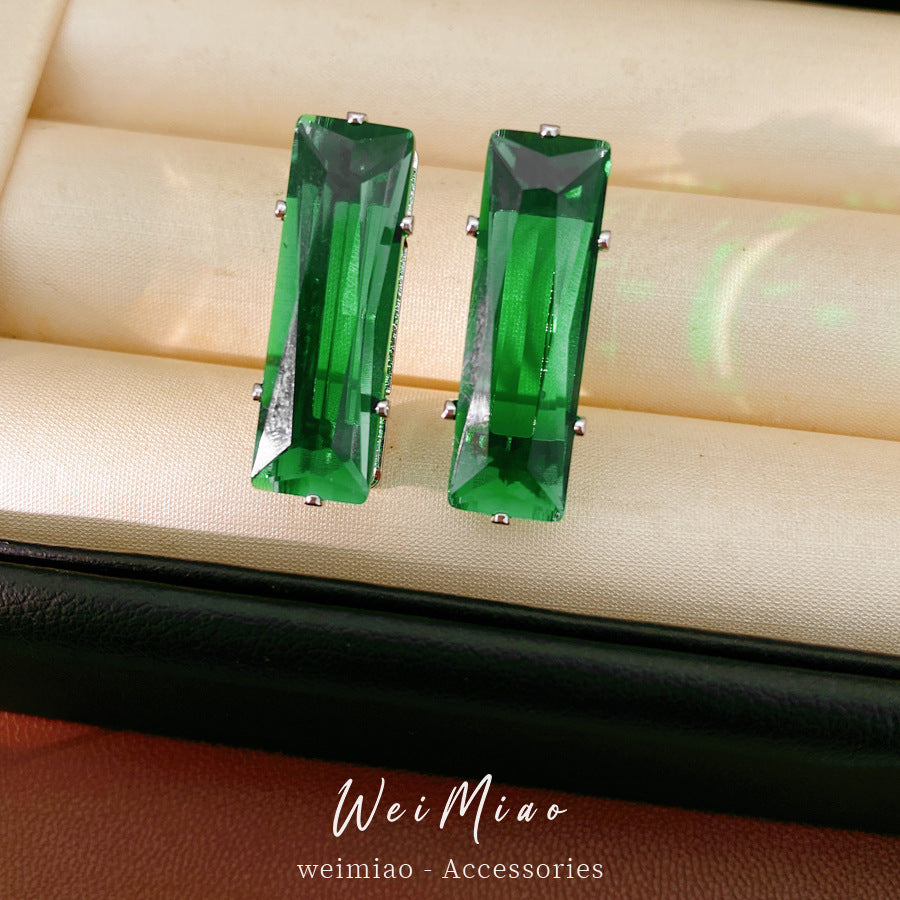Water Droplets Stud Earrings For Women In Silver Copper With Zircon Inlay