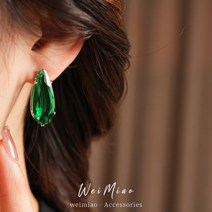 Water Droplets Stud Earrings For Women In Silver Copper With Zircon Inlay