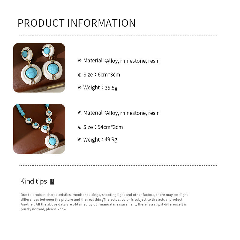 Retro Jewelry Set Featuring Round Pattern In Golden Color With Durable Resin Material