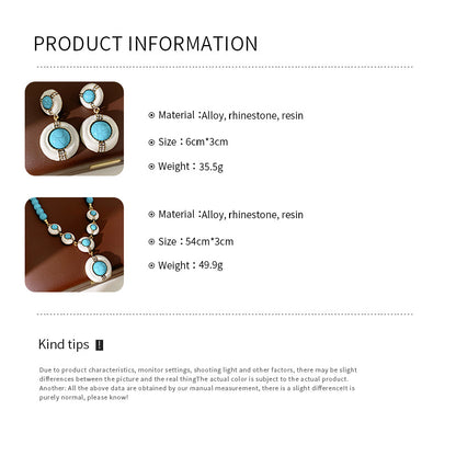 Retro Jewelry Set Featuring Round Pattern In Golden Color With Durable Resin Material