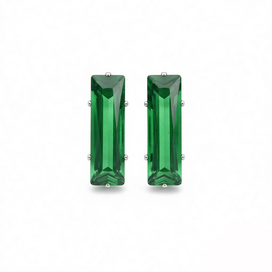 Water Droplets Stud Earrings For Women In Silver Copper With Zircon Inlay