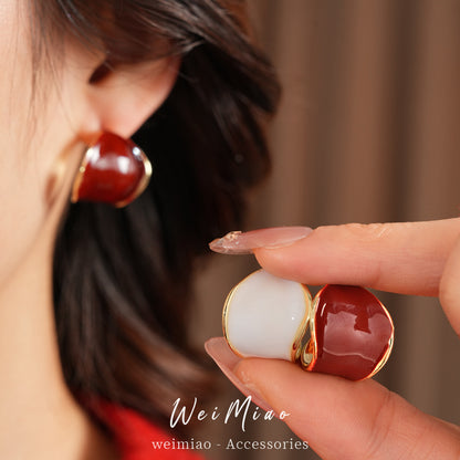 C Shape Earrings For Women In Golden Alloy, Stylish And Elegant Design