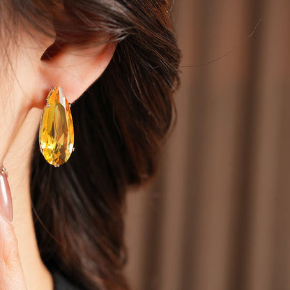 Water Droplets Stud Earrings For Women In Silver Copper With Zircon Inlay