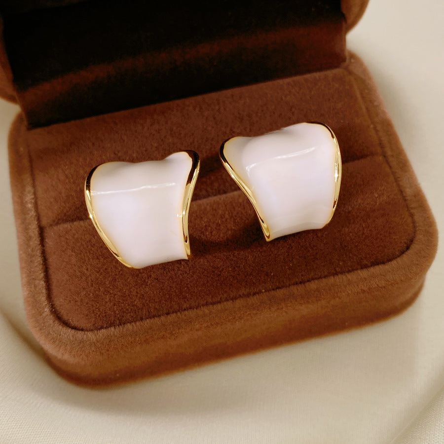 C Shape Earrings For Women In Golden Alloy, Stylish And Elegant Design